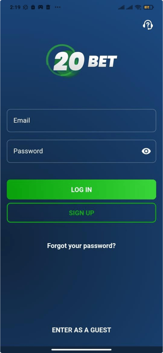 20BET Registration steps